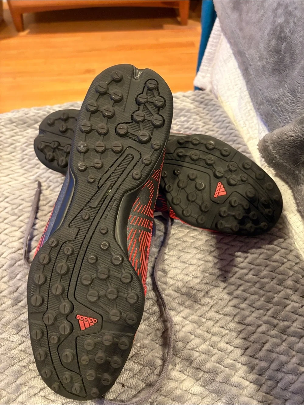 adidas Men’s Gray Athletic Shoes with Red Stripes